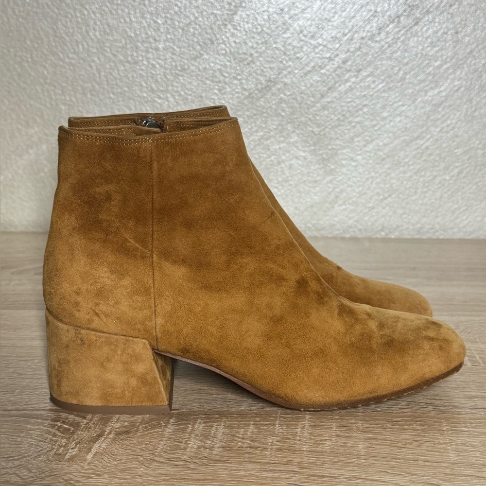 Vince Ostend Cedar Suede Ankle Boots Size 7 Block Heel - Picture 4 of 14